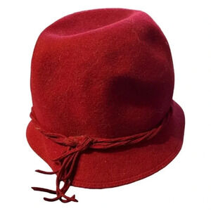 Vintage Red Doeskin Felt Hat 100% Wool
